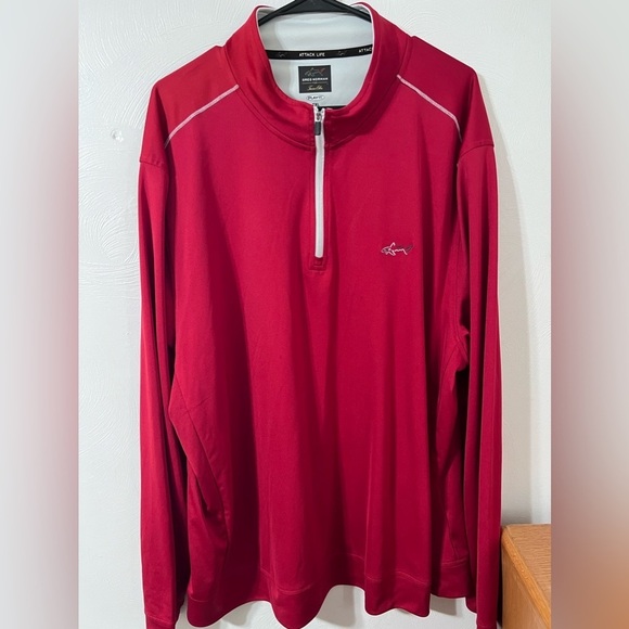 Greg Norman Tasso Elba Play Dry 1/4 Quarter Zip Red Golf Pullover XXL - Picture 1 of 3